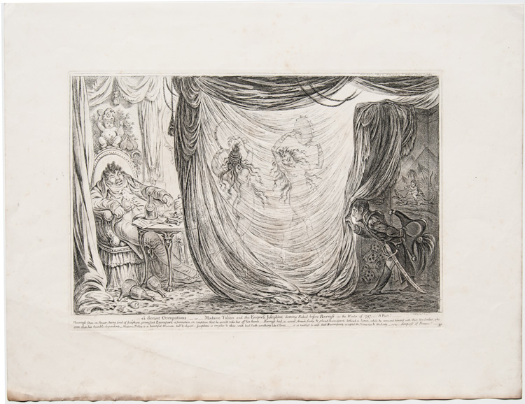original James Gillray etching from his suppressed series: Madam Talian and the Empress Josephine